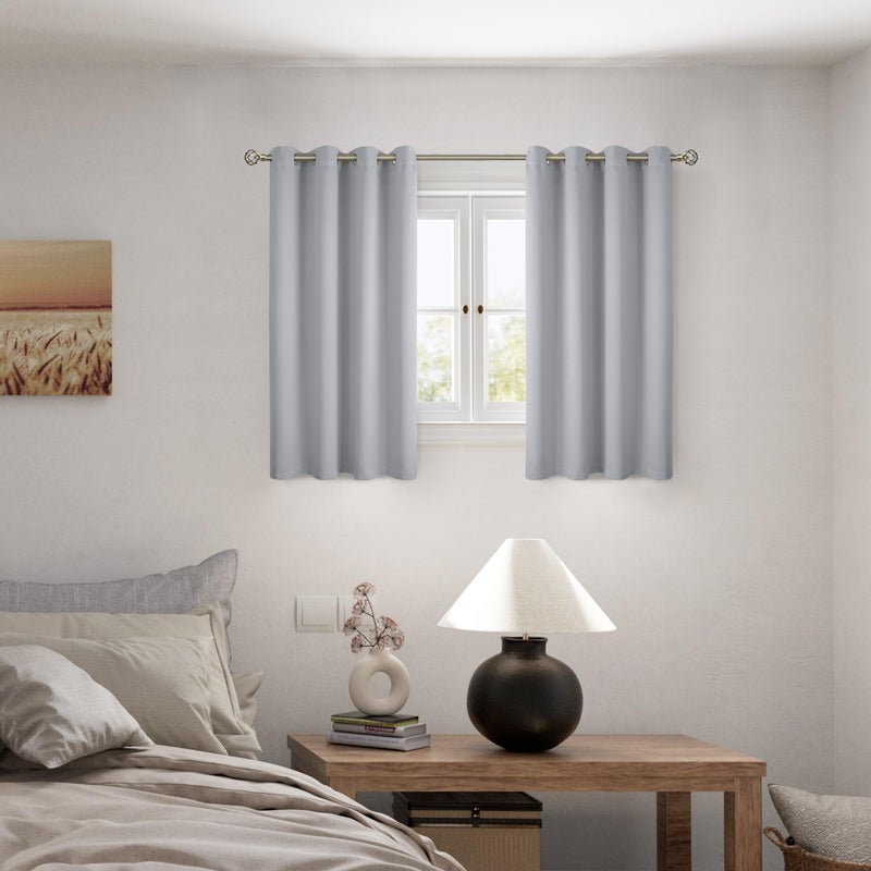 BGment Short 100% Blackout Curtains for Bedroom, Thermal Insulated Energy Efficiency Noise Reducing Grommet Curtains 54 Inch Length with Liner for Small Window 2 Panels Each 52 Inch Wide, Light Grey - Image 2